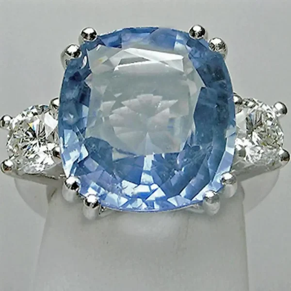 Emeralds Maravellous 13.10 Carat Unheated Ceylon Blue Sapphire Diamond Ring - Image 6