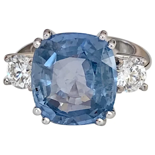 Emeralds Maravellous 13.10 Carat Unheated Ceylon Blue Sapphire Diamond Ring - Image 3