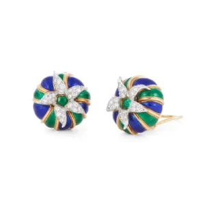 Enamel and Diamond Ear Clips Jean Schlumberger for Tiffany & Co.