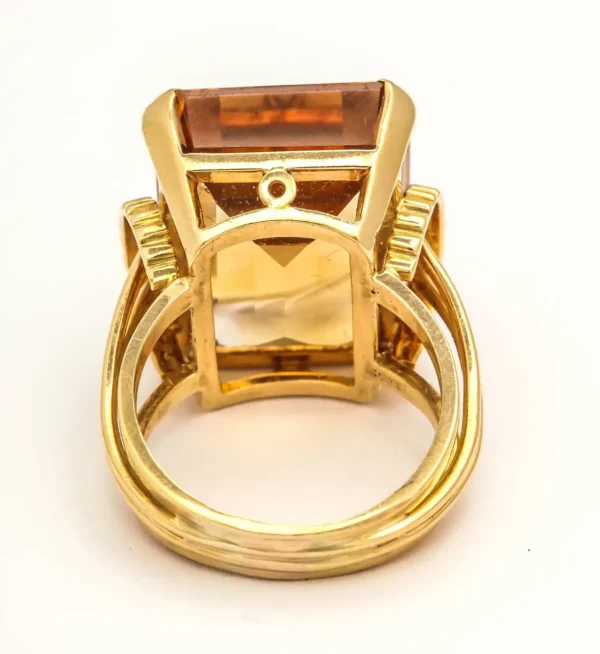 English Retro Citrine 18k Gold Cocktail Ring, 1950s - Image 8