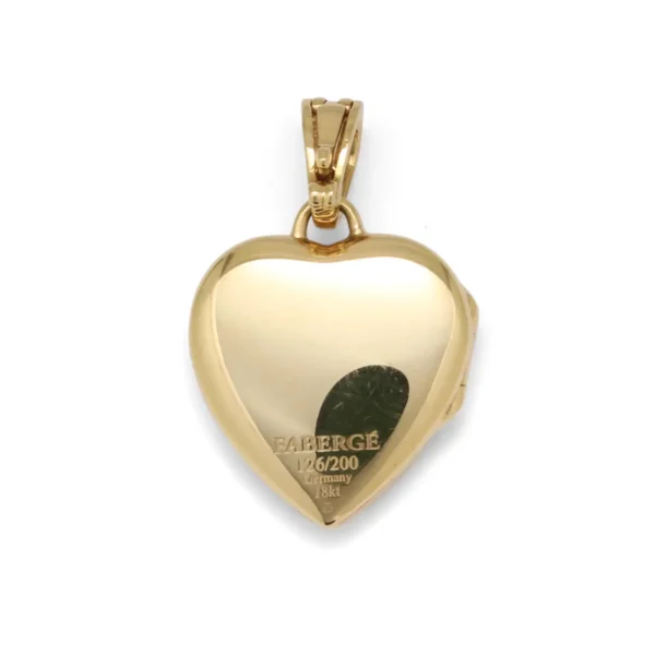 Fabergé 18k Yellow Gold Heart Locket Light Blue Enamel 4 Diamonds 0,075 Ct G/IF - Image 3