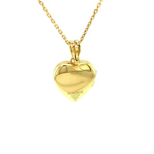 Fabergé 18k Yellow Gold Heart Locket Light Blue Enamel 4 Diamonds 0,075 Ct G/IF - Image 5