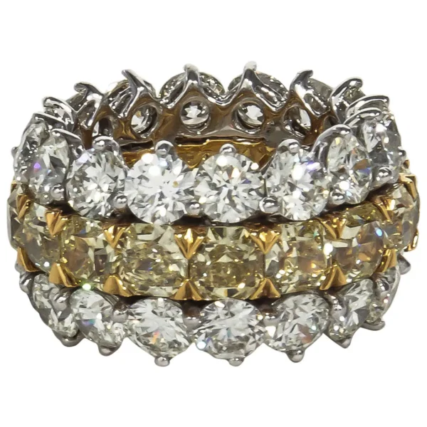 Fabulous Yellow and White Diamond Wide Band Ring - Image 4