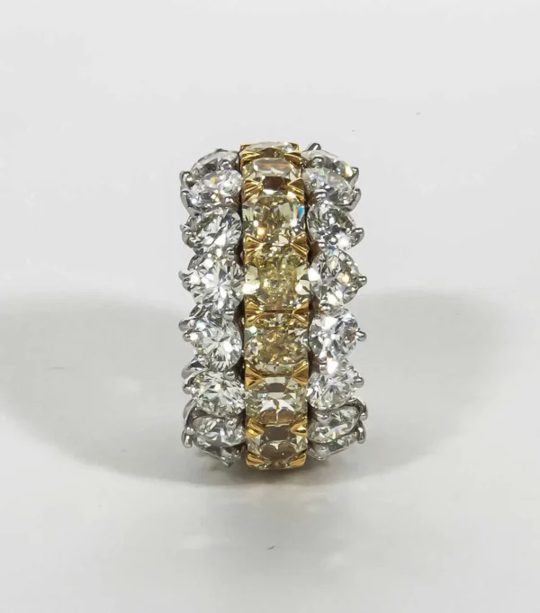 Fabulous Yellow and White Diamond Wide Band Ring - Image 5