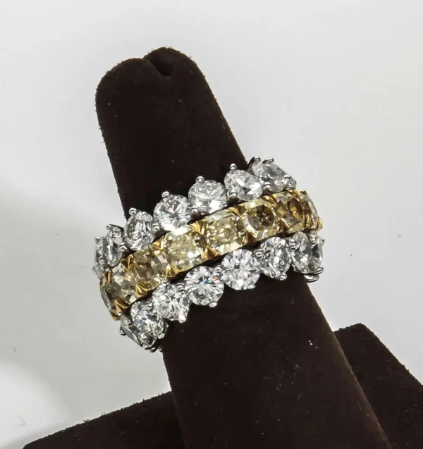 Fabulous Yellow and White Diamond Wide Band Ring - Image 2