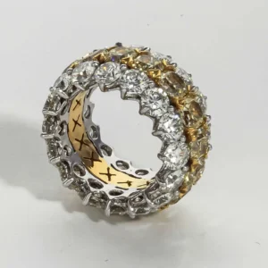 Fabulous Yellow and White Diamond Wide Band Ring