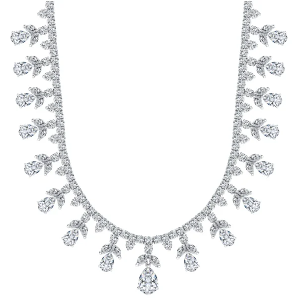 Fancy Pear Marquise Shaped Diamond Tiara Necklace GIA Certified 32.03 Carat