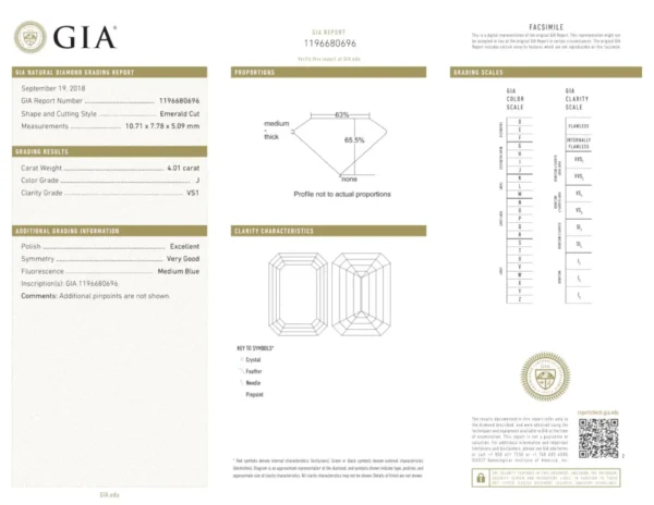 GIA Certified 4 Carat Emerald Cut Diamond Engagement Soliatire Ring - Image 4