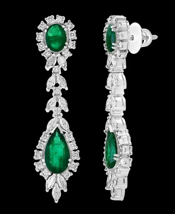 GIA Certified 65 Ct Emerald and Diamond Necklace and Earring Bridal Suite - Image 6