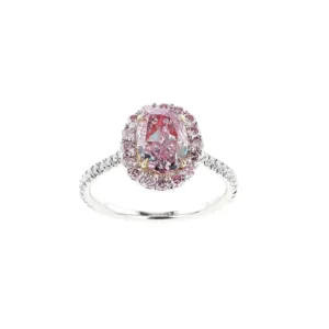 GIA Certified Natural 1 Carat Fancy Purplish Pink Diamond Halo Platinum Ring