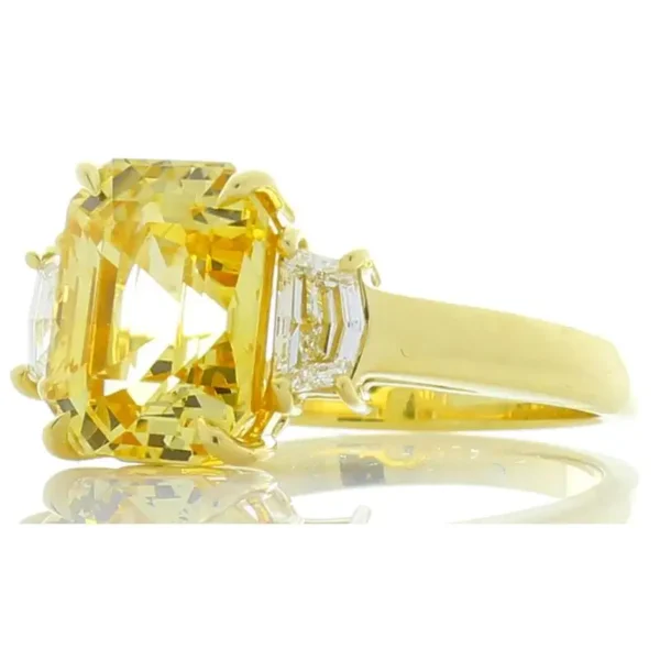 5.05 Carat Asscher Cut Yellow Sapp