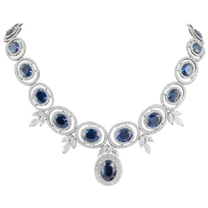 Grand Sapphire Diamond white gold Necklace