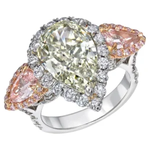 Green Diamond Ring 5.16 Carat Pear