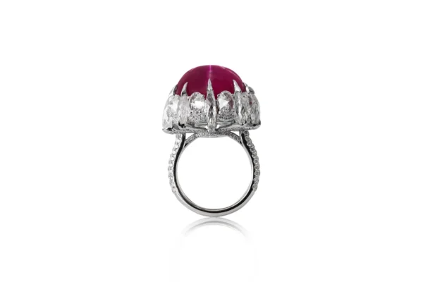 Gubelin Certified 60.09 Carat Burmese Star Ruby Dome Ring in 18k White Gold - Image 2