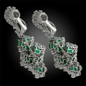 Harry Winston Emerald Diamond Chandelier Earrings