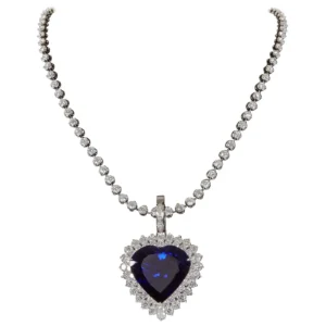 Heart Shape Tanzanite Diamond Pendant Rare 49.27 Carat