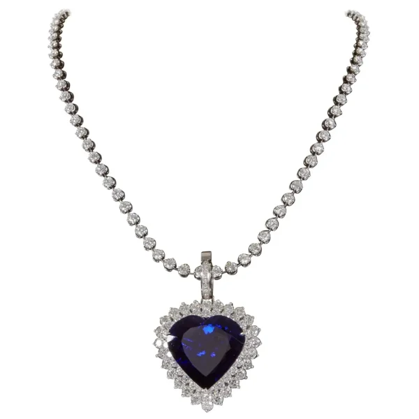 Heart Shape Tanzanite Diamond Pend