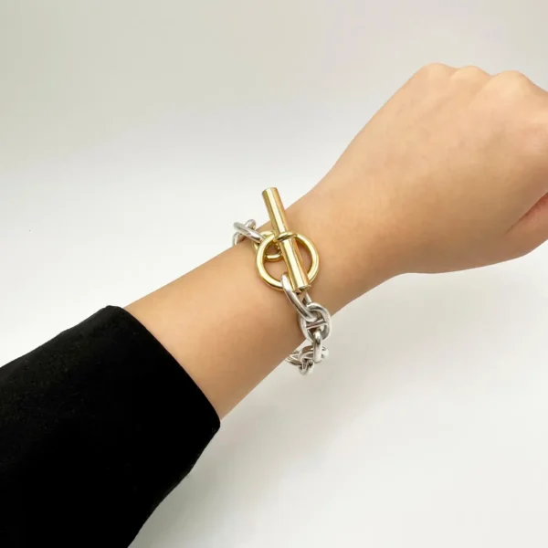 Hermès Chaîne d'Ancre Silver and Gold Bracelet - Image 6