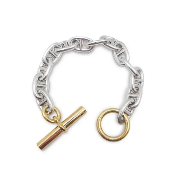 Hermès Chaîne d'Ancre Silver and Gold Bracelet - Image 2