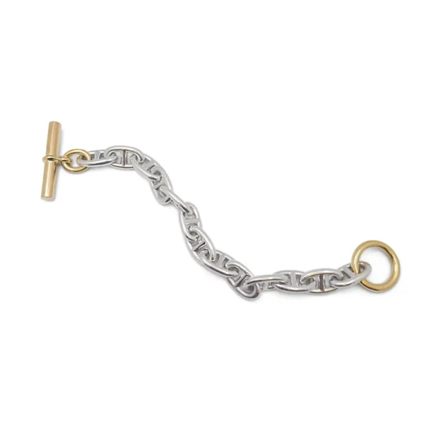 Hermès Chaîne d'Ancre Silver and Gold Bracelet - Image 3