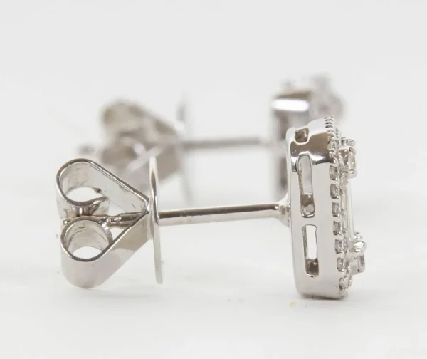 Illusion Emerald Cut Diamond Gold Stud Earrings - Image 6