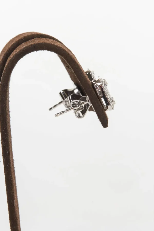 Illusion Emerald Cut Diamond Gold Stud Earrings - Image 4
