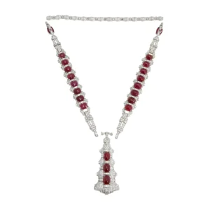 Magnificent Art Deco Ruby Diamond Sautoir Necklace