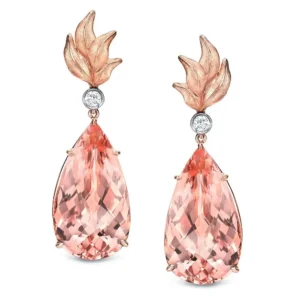 Morganite Earrings 31.63 Carats Pear Shape