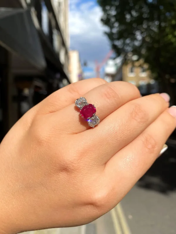 Natural Burmese Ruby Diamond Ring, circa 1915 - Image 9