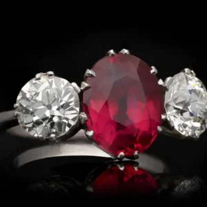 Natural Burmese Ruby Diamond Ring, circa 1915