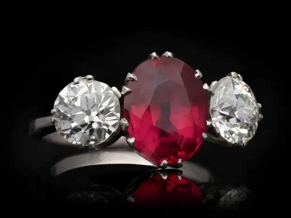 Natural Burmese Ruby Diamond Ring, circa 1915 - Image 2