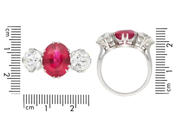 Natural Burmese Ruby Diamond Ring, circa 1915 - Image 5