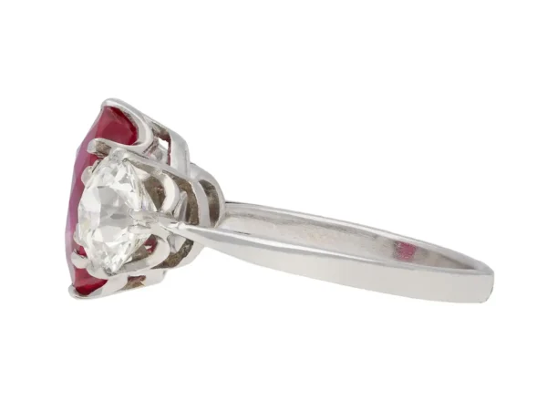 Natural Burmese Ruby Diamond Ring, circa 1915 - Image 3