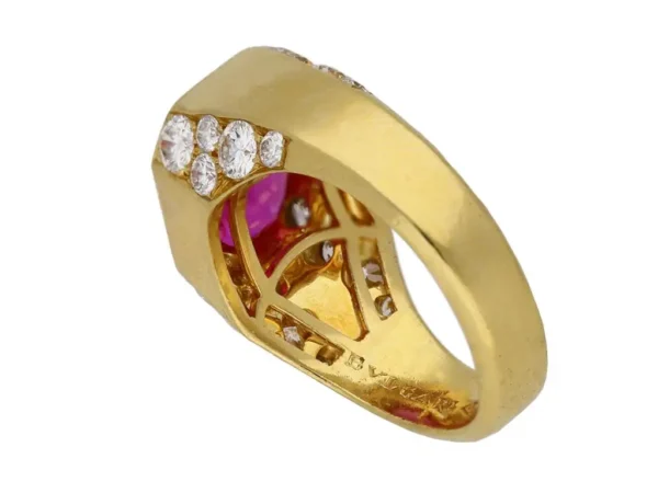 Bulgari Natural Unenhanced Burmese Ruby Diamond Ring, circa 1970s - Image 3