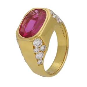 Bulgari Natural Unenhanced Burmese Ruby Diamond Ring, circa 1970s