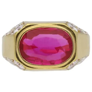 Bulgari Natural Unenhanced Burmese Ruby Diamond Ring, circa 1970s