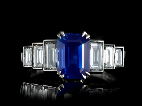 Natural Unenhanced Kashmir Sapphire Diamond Ring, circa 1935 - Image 6