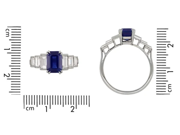 Natural Unenhanced Kashmir Sapphire Diamond Ring, circa 1935 - Image 4