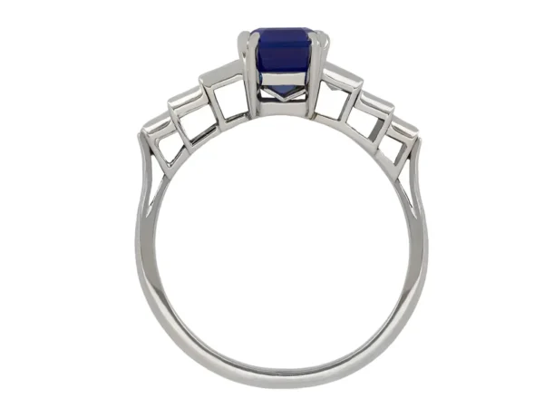 Natural Unenhanced Kashmir Sapphire Diamond Ring, circa 1935 - Image 2