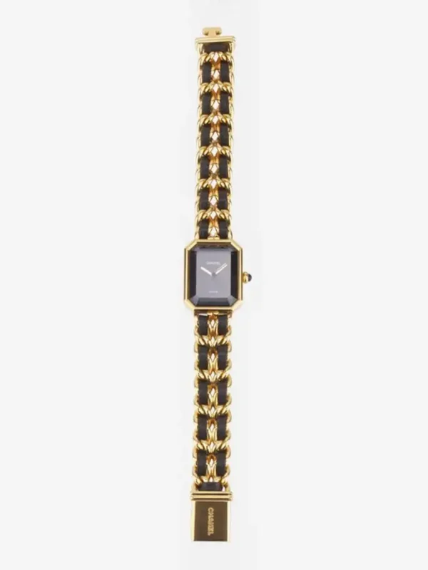 Chanel Black Leather Gold Plated Watch - Image 3