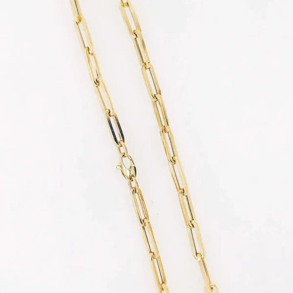 Paper Clip Chain Necklace For Sale, 5.35mm 18in White, Rose, Yellow Gold, Flat Link Chain - Image 5