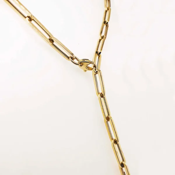 Paper Clip Chain Necklace For Sale, 5.35mm 18in White, Rose, Yellow Gold, Flat Link Chain - Image 8