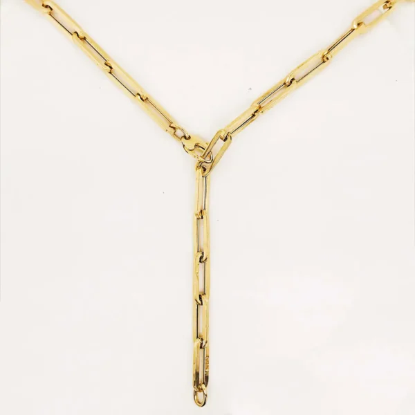 Paper Clip Chain Necklace For Sale, 5.35mm 18in White, Rose, Yellow Gold, Flat Link Chain - Image 9