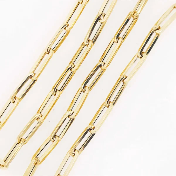 Paper Clip Chain Necklace For Sale, 5.35mm 18in White, Rose, Yellow Gold, Flat Link Chain - Image 7