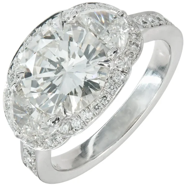 Peter Suchy 2.30 Carat Diamond Platinum Halo Three-Stone Engagement Ring - Image 2