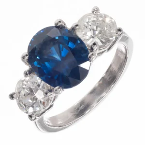 Peter Suchy 5.77 Carat Sapphire Diamond Three-Stone Platinum Engagement Ring