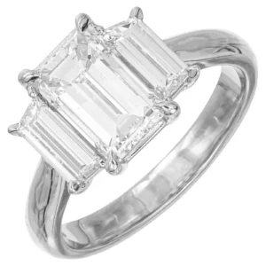 Peter Suchy GIA 2.41 Carat Diamond Platinum Three-Stone Engagement Ring