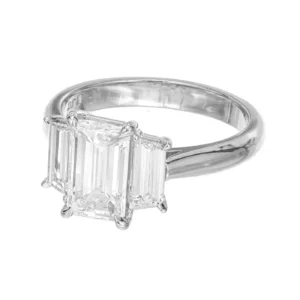 Peter Suchy GIA 2.41 Carat Diamond Platinum Three-Stone Engagement Ring