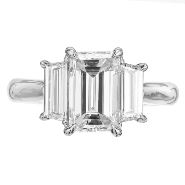 Peter Suchy GIA 2.41 Carat Diamond Platinum Three-Stone Engagement Ring - Image 3