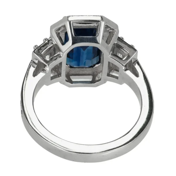 Peter Suchy GIA 3.88 Carat Sapphire Halo Diamond Platinum Engagement Ring - Image 6